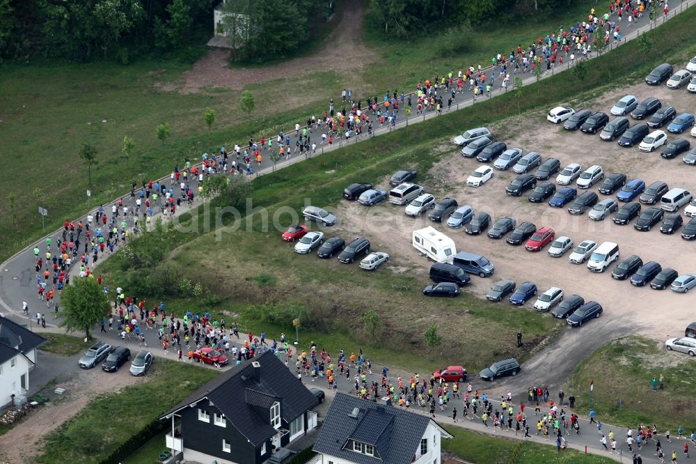 Aerial photograph Oberhof - GutsMuths - Rennsteig - run (cross country on the Rennsteig in memory of GutsMuths) in the Thuringian Forest in Oberhof in Thuringia