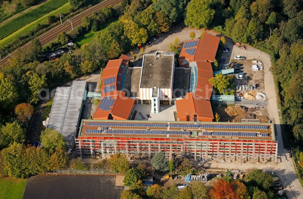 Aerial photograph Essen - View of the new construction of the grammar school Essen Ueberruhr in Essen in the state North Rhine-Westphalia