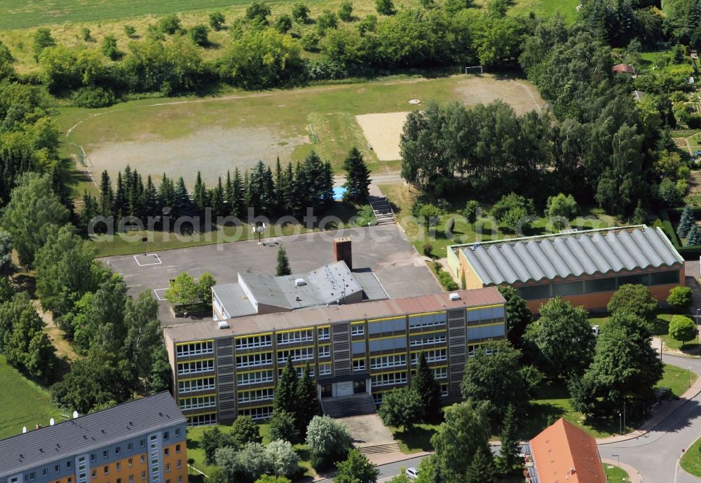 Greußen from above - High school Friedrich von Hardenberg Greussen with the schoolyard in the street Freiherr-von-Hardenberg-Straße in Greussen in the state of Thuringia