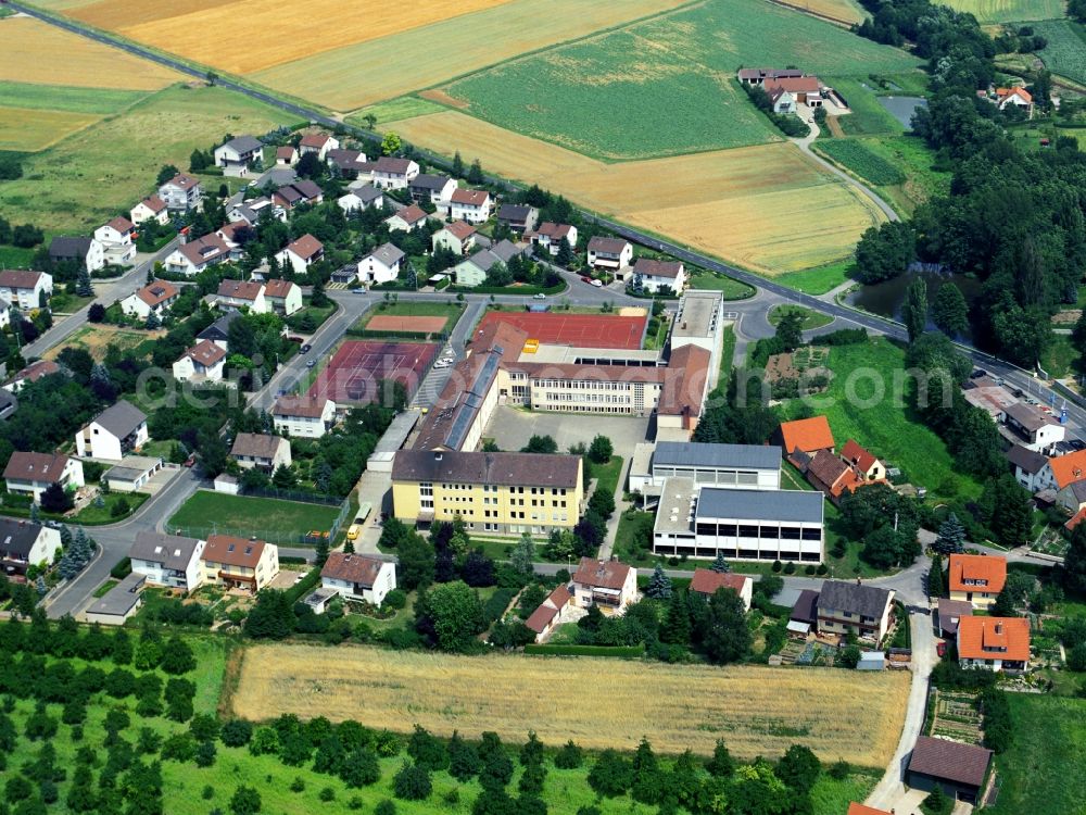 Aerial photograph Wiesentheid - School building of the high school Steigerwald-Landschulheim on Rosenstrasse in Wiesentheid in the state Bavaria, Germany