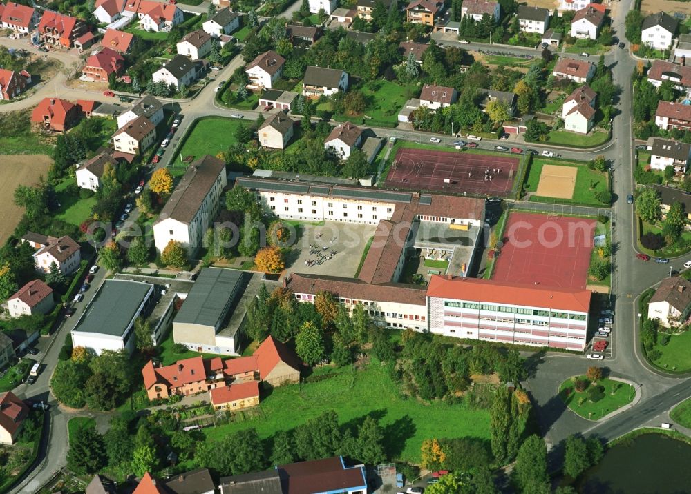 Aerial image Wiesentheid - School building of the high school Steigerwald-Landschulheim on Rosenstrasse in Wiesentheid in the state Bavaria, Germany