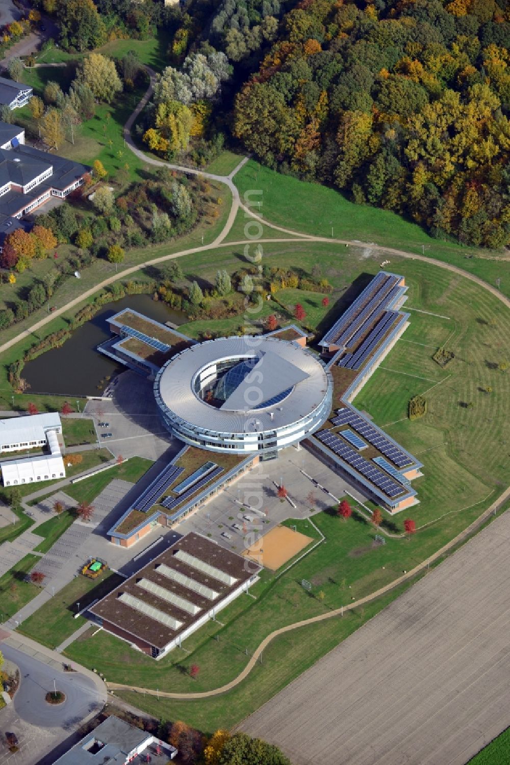 Steinhagen from the bird's eye view: View onto the gymnasium of Steinhagen in the state North Rhine-Westphalia