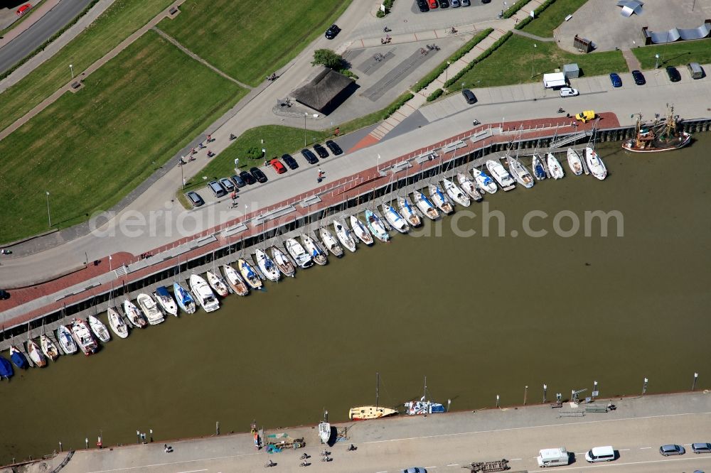 Bensersiel from the bird's eye view: Harbor views Bensersiel in Ostfriesland in Lower Saxony. Bensersiel is a North Sea resort in East Friesland and a district of the East Frisian town Esens