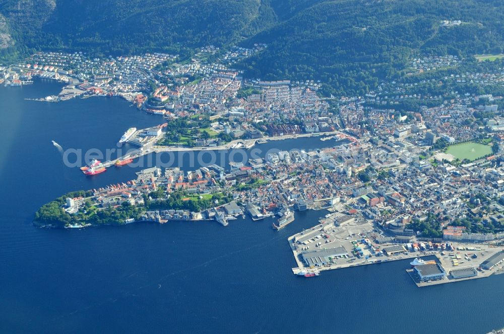 Aerial photograph Bergen - View of the Bergen Port in the province of Hordaland in Norway