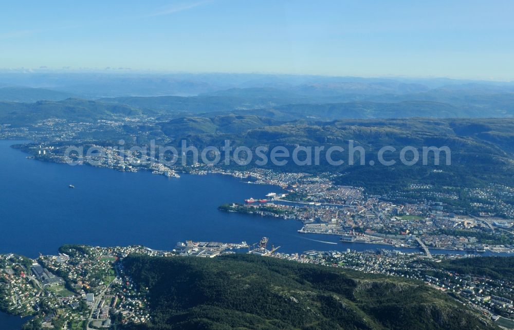 Bergen from above - View of the Bergen Port in the province of Hordaland in Norway