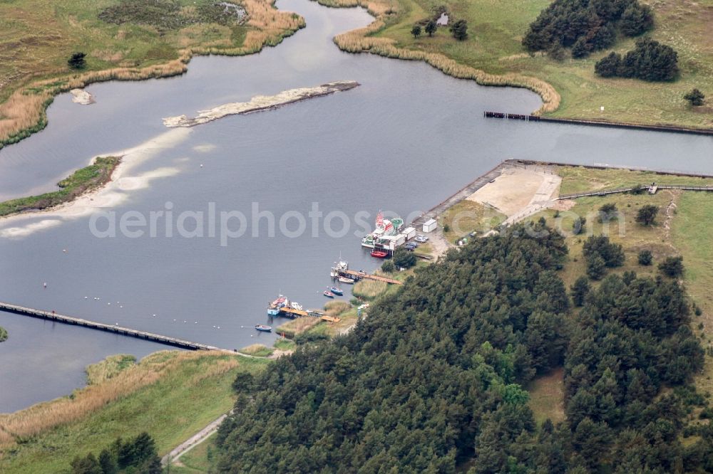 Born am Darß from the bird's eye view: Port facilities on the seashore in Born am Darss in the state Mecklenburg - Western Pomerania, Germany