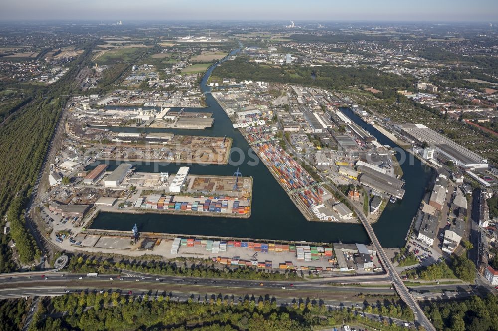 Dortmund from above - Harbour of Dortmund in the Rhur area in North Rhine-Westfalia