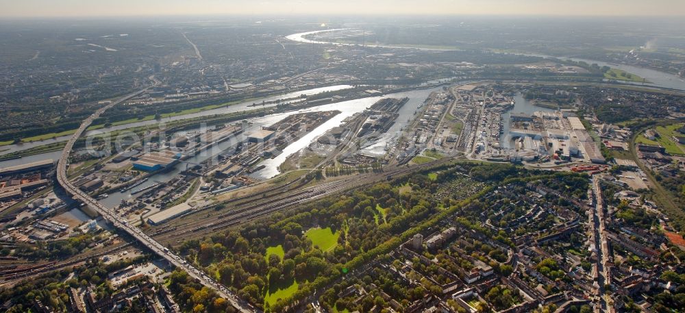 Aerial image Duisburg - View of the port of Duisburg in the state North Rhine-Westphalia