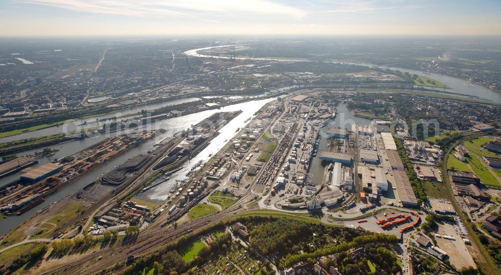 Aerial photograph Duisburg - View of the port of Duisburg in the state North Rhine-Westphalia