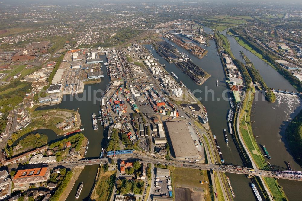 Duisburg from above - View of the port of Duisburg in the state North Rhine-Westphalia