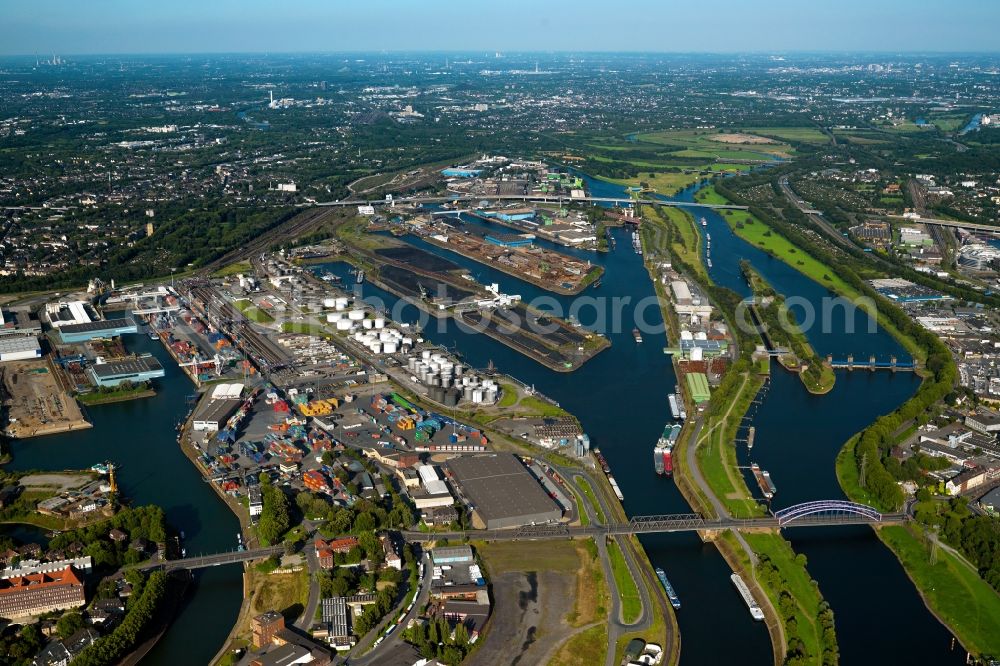 Aerial image Duisburg - View of the port of Duisburg in the state North Rhine-Westphalia