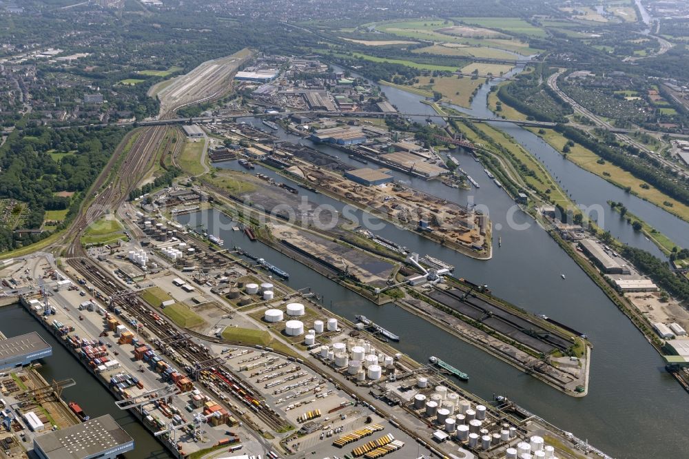 Duisburg from above - View of the port of Duisburg in the state North Rhine-Westphalia