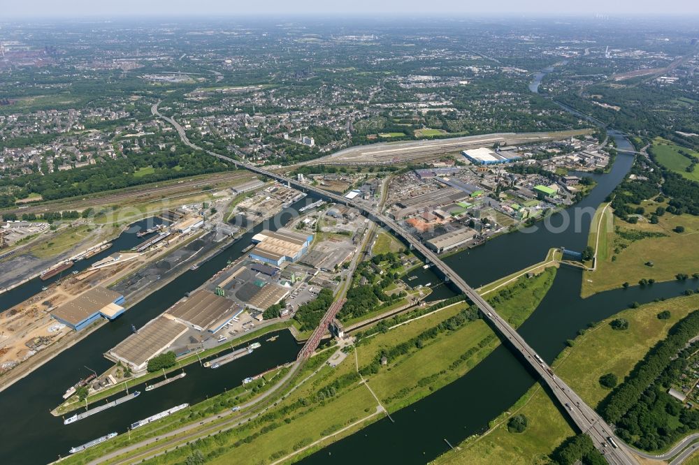 Duisburg from the bird's eye view: View of the port of Duisburg in the state North Rhine-Westphalia