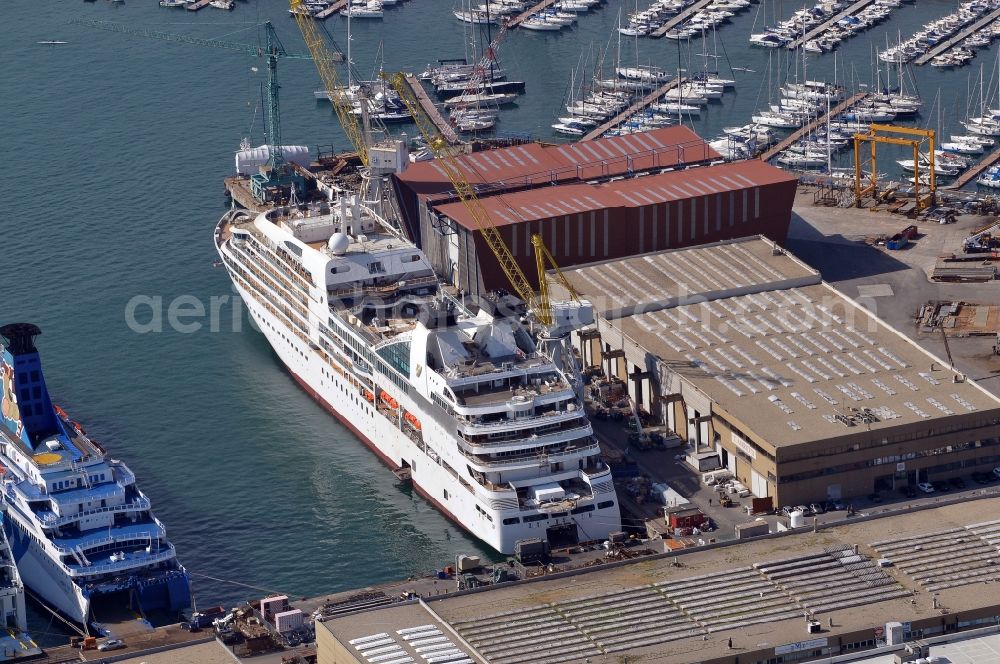 Genua from above - View of the port of Genua in the province Liguria in Italy