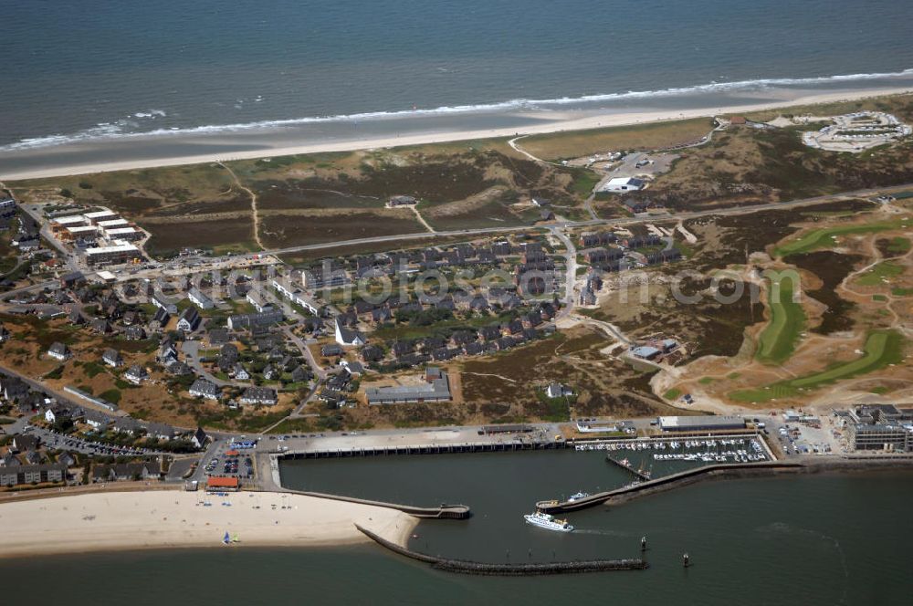 Aerial photograph Hörnum auf Sylt - Hafen von Hörnum auf Sylt. Kontakt: Bundes- Schutz- und Sicherheitshafen Hörnum, Am Kai, 25997 Hörnum/Sylt, Stützpunktleiter und Hafenmeister: Olaf Pforr, An der Düne 50, 25997 Hörnum, Tel. +49(0)4651 881027