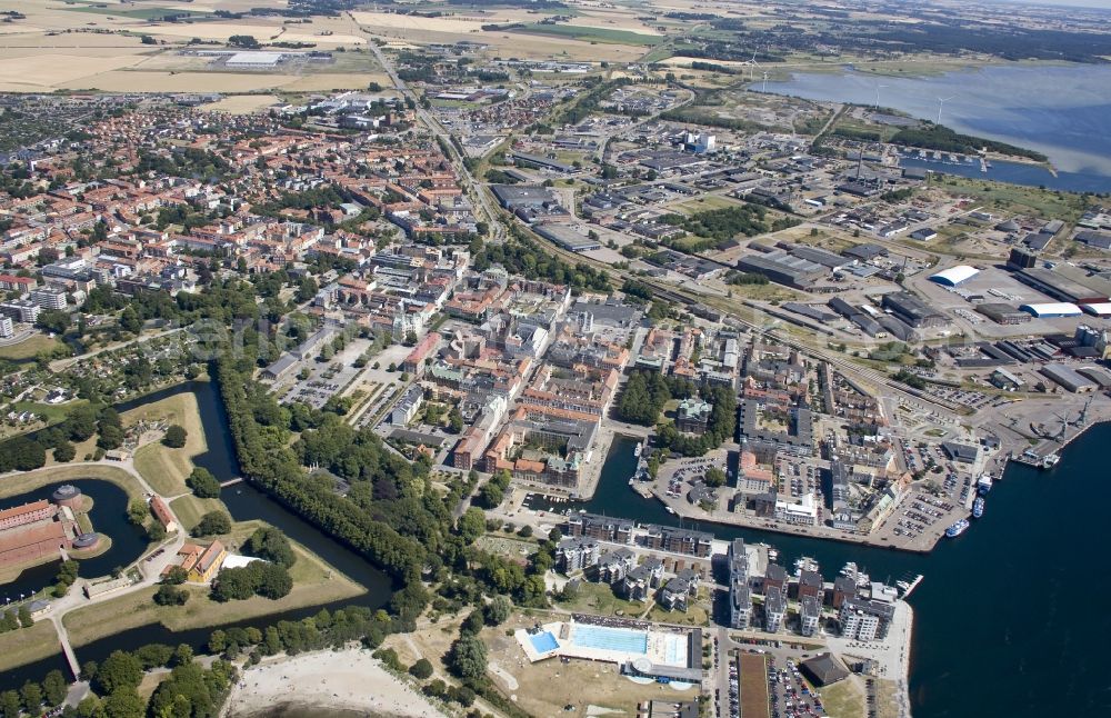 Aerial image Landskrona - City view of the port and industrial city of Öresund in Landskrona in Sweden