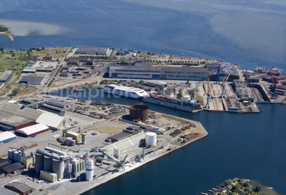 Landskrona from above - City view of the port and industrial city of Öresund in Landskrona in Sweden