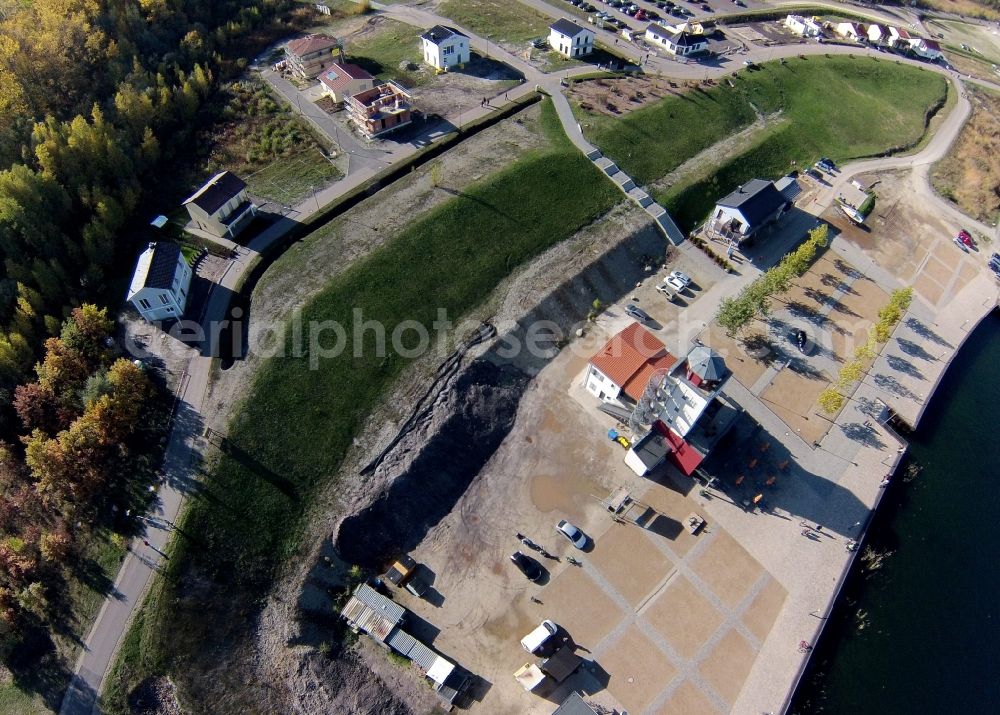 Mücheln from above - Muecheln marina on the shores of lake Geiseltal in Saxony-Anhalt