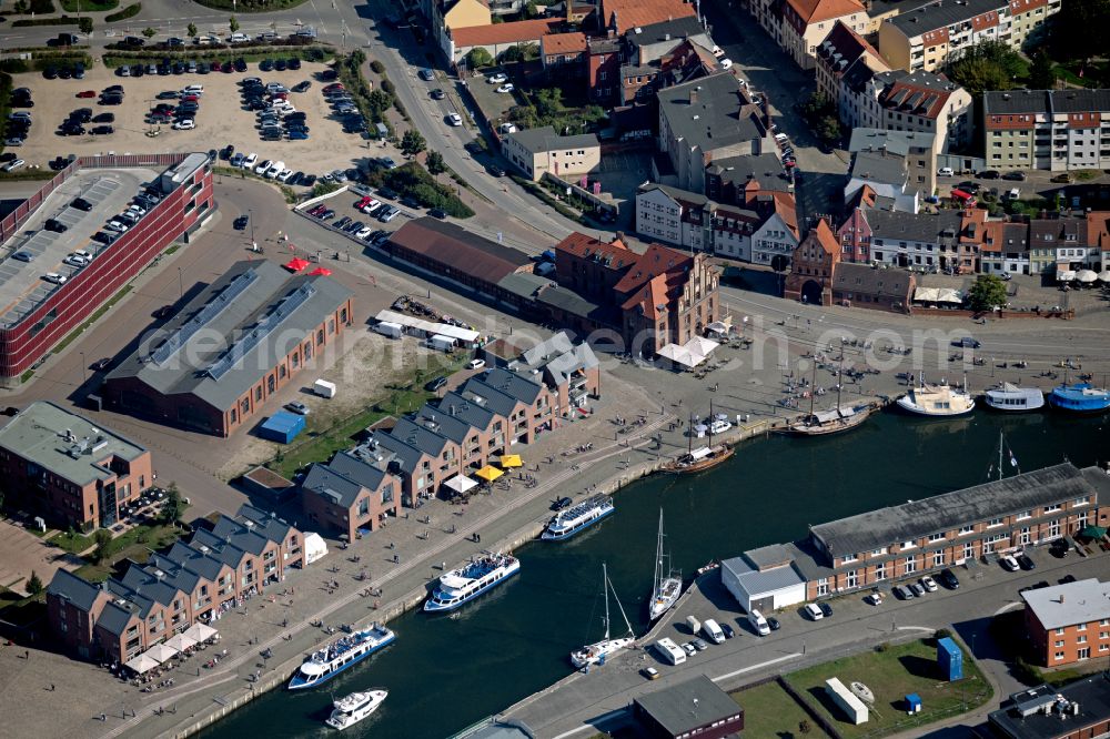 Aerial image Wismar - Port on the seashore of the Ostsee with Alter Hafen in Wismar in the state Mecklenburg - Western Pomerania, Germany