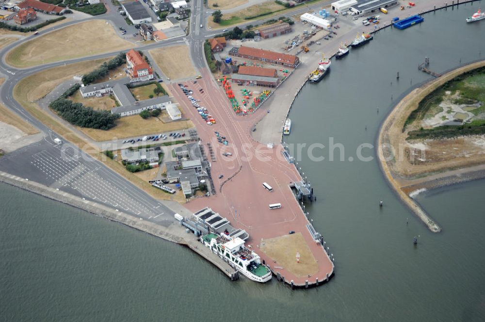 Norderney from the bird's eye view: Blick auf den Hafen auf Norderney. Der Hafen Norderney dient hauptsächlich als Fährhafen und Sportboothafen. Kontakt Hafenamt: Niedersachsen Ports GmbH + Co. KG Hafenamt, Am Hafen 2, 26548 Norderney, Tel. +49(0)4932 9257-0