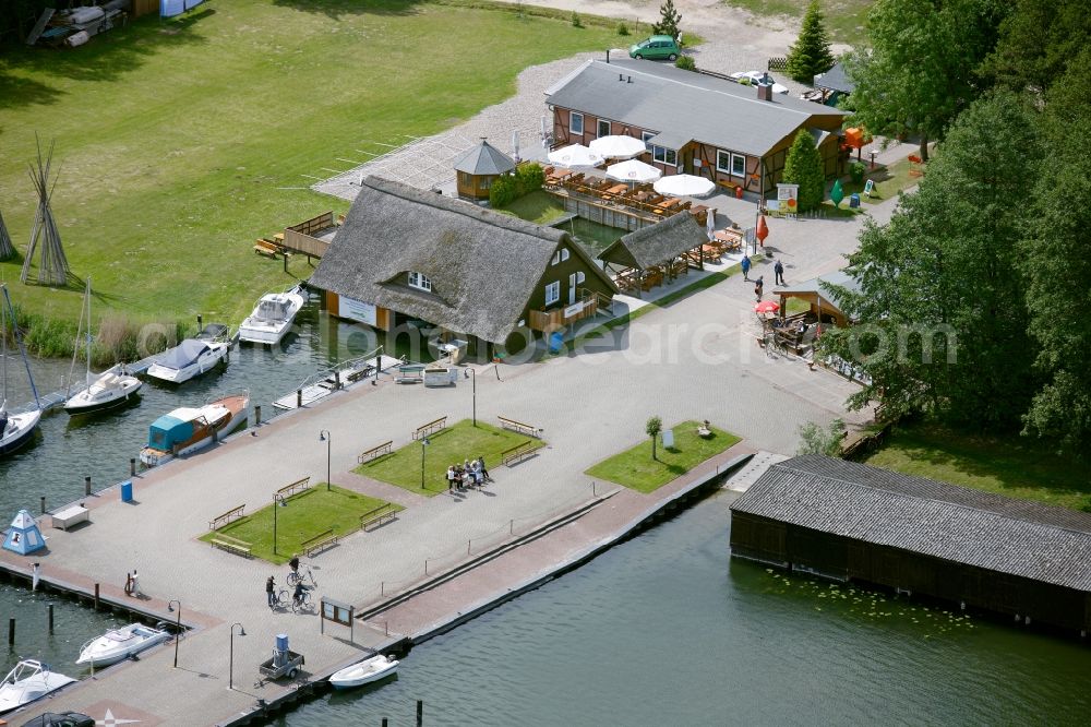 Aerial image Sietow - Overview the harbor buildings in Sietow (village) in the state of Mecklenburg-Vorpommern. The annually harbor festival is a solid tradition in the village