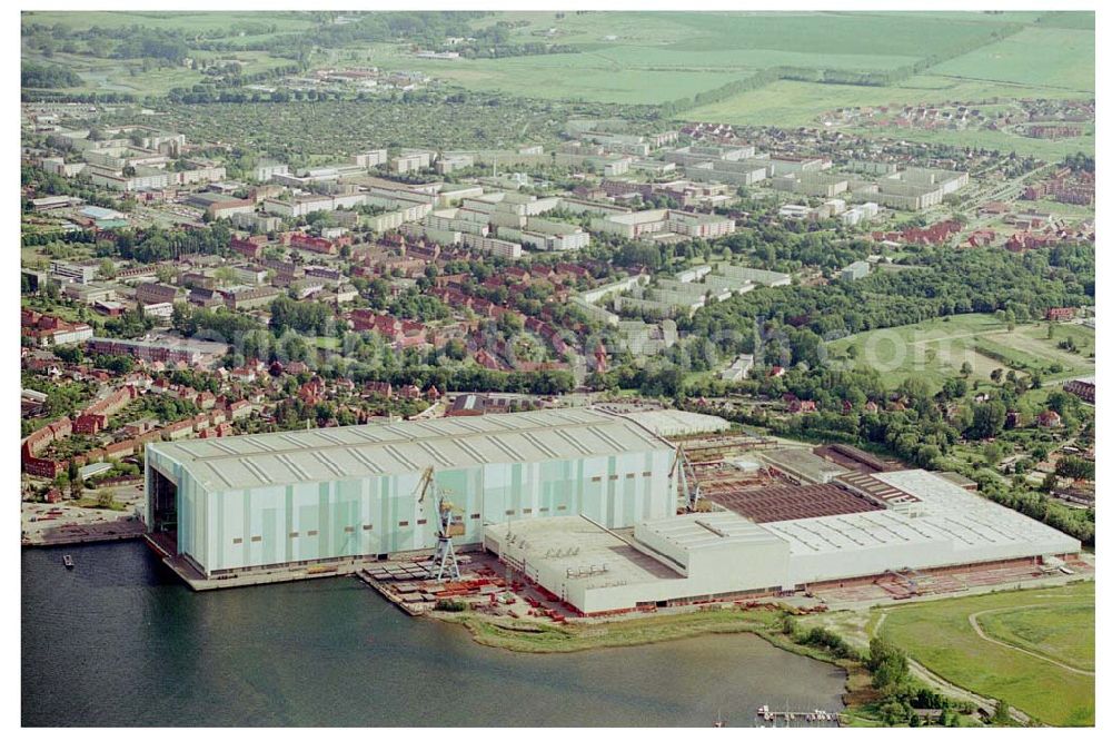 Aerial image Wismar - 08.06.2004 Aker MTW Werft GmbH Wendorfer Weg 5,D-23966 Wismar Germany,Telekontakte: Telefon: (+49/3841) 77 0 Fax: (+49/3841) 76 36 24 E-Mail: contact@akerostsee.de Achim Walder: