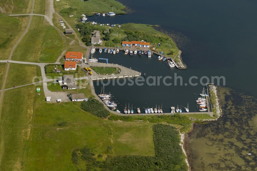 Aerial photograph Neuendorf auf Hiddensee - Harbor / marina on the Baltic coast in Neuendorf on the island Hiddensee in Mecklenburg-Western Pomerania