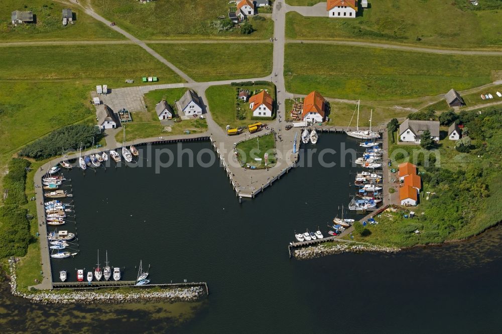 Aerial image Neuendorf auf Hiddensee - Harbor / marina on the Baltic coast in Neuendorf on the island Hiddensee in Mecklenburg-Western Pomerania