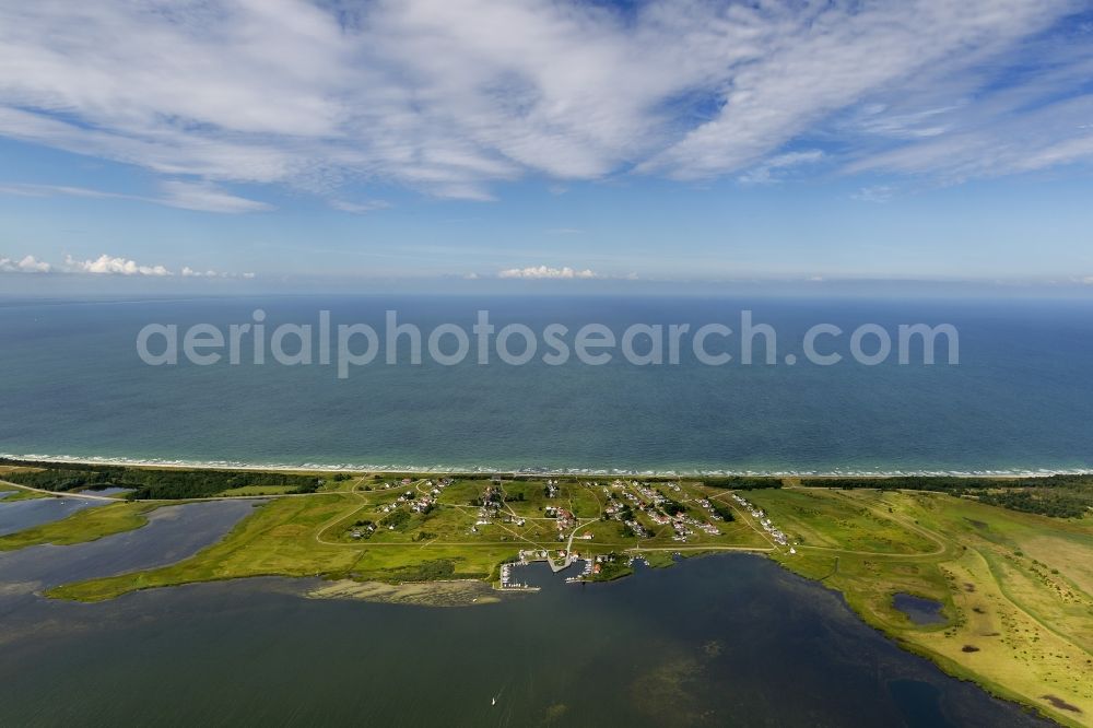 Neuendorf auf Hiddensee from the bird's eye view: Harbor / marina on the Baltic coast in Neuendorf on the island Hiddensee in Mecklenburg-Western Pomerania