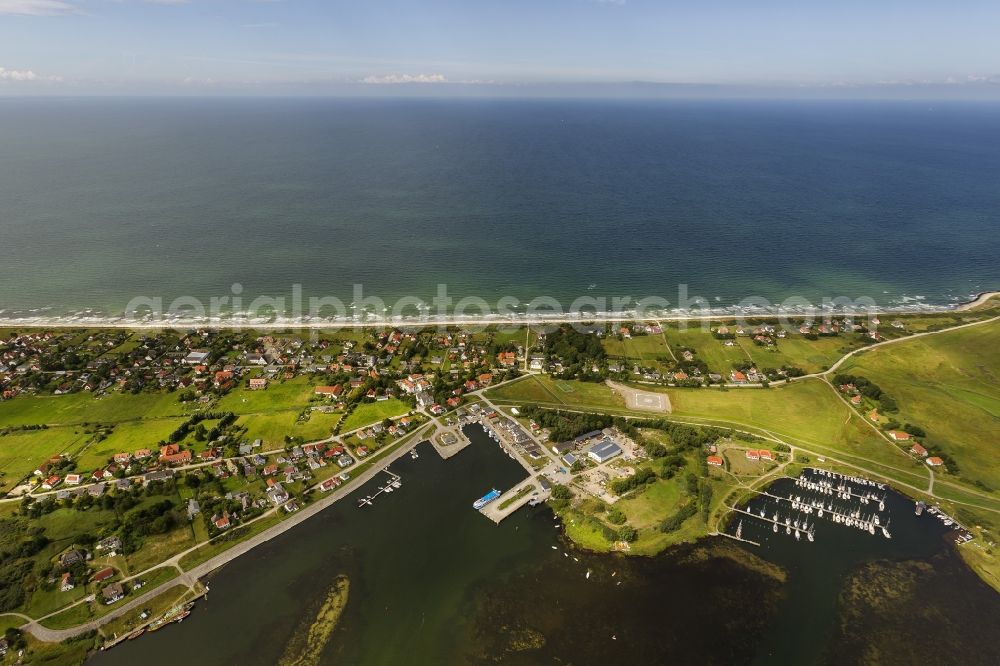 Hiddensee Vitte from the bird's eye view: Harbor / marina on the Baltic coast in Vitte on the island Hiddensee in Mecklenburg-Western Pomerania