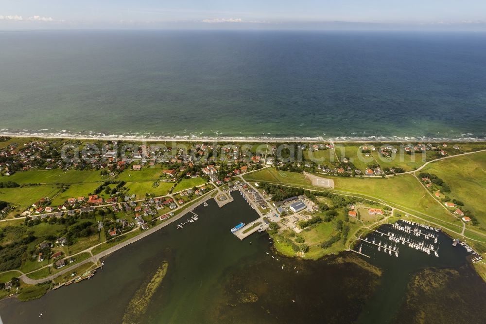 Aerial image Hiddensee Vitte - Harbor / marina on the Baltic coast in Vitte on the island Hiddensee in Mecklenburg-Western Pomerania