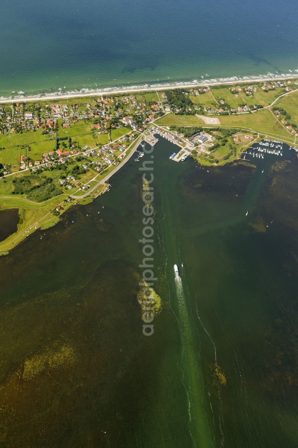 Aerial photograph Hiddensee Vitte - Harbor / marina on the Baltic coast in Vitte on the island Hiddensee in Mecklenburg-Western Pomerania