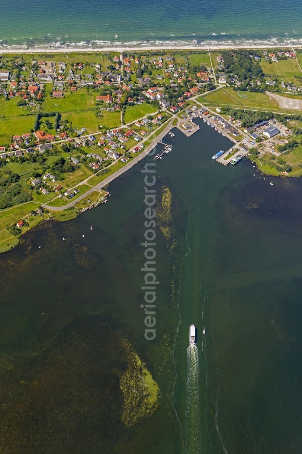 Hiddensee Vitte from above - Harbor / marina on the Baltic coast in Vitte on the island Hiddensee in Mecklenburg-Western Pomerania