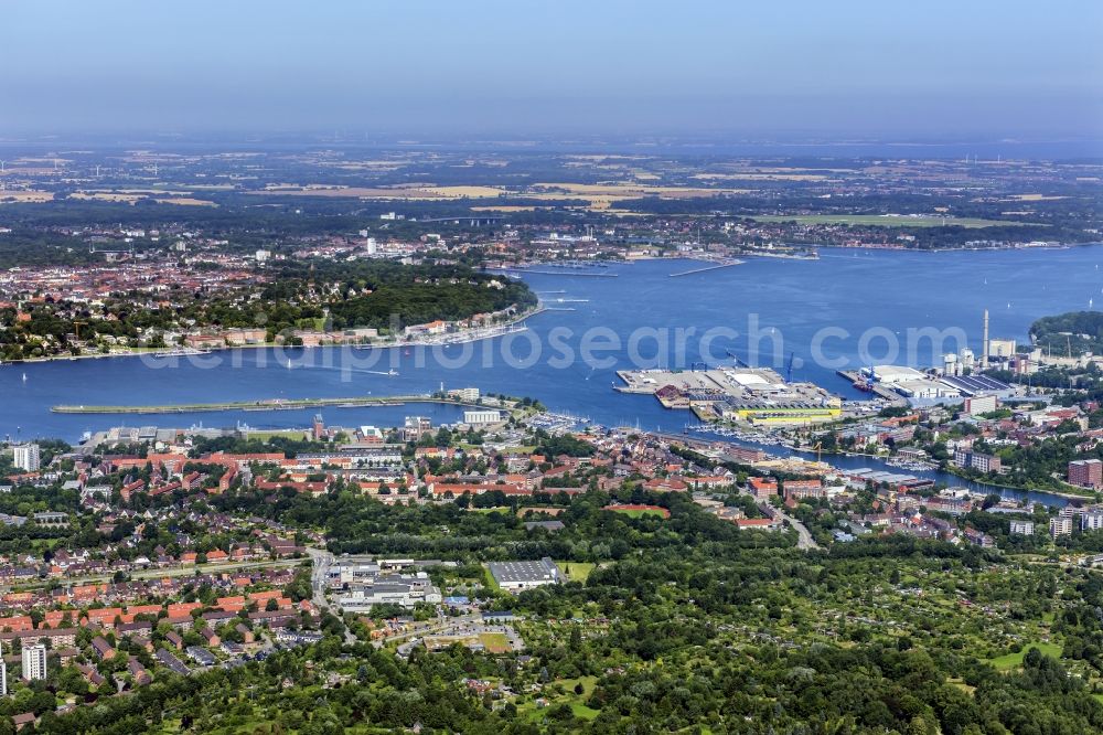 Aerial image Kiel - Docks with office building and freight forwarding and logistics companies in Kiel in the state Schleswig-Holstein