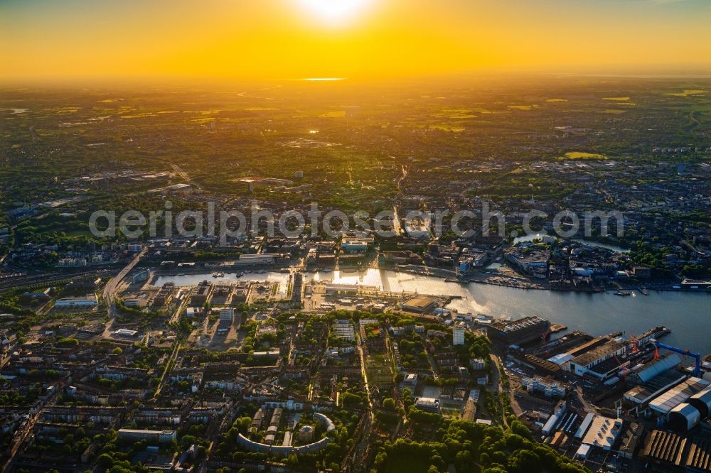 Aerial image Kiel - Docks with office building and freight forwarding and logistics companies in Kiel in the state Schleswig-Holstein