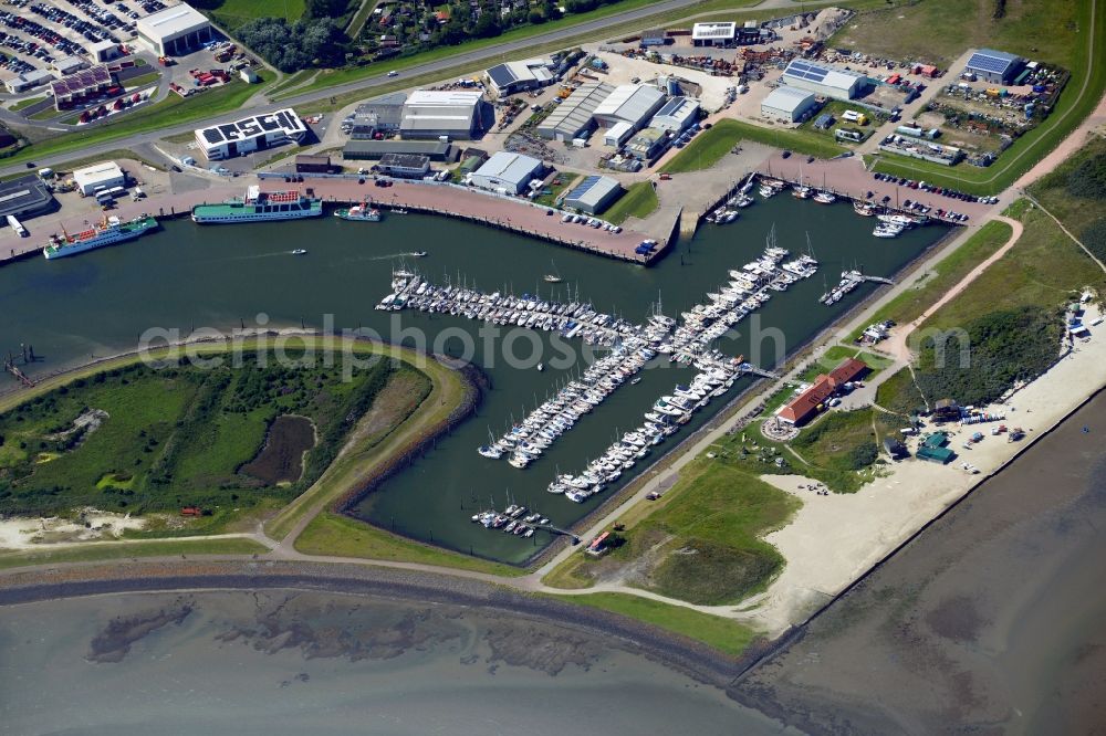 Aerial image Norderney - Port facilities of the harbor of North Sea- island Norderney in the state Lower Saxony