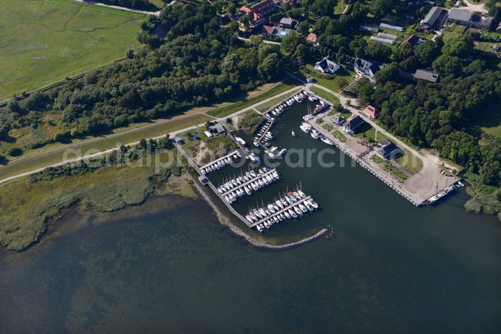 Aerial image Insel Hiddensee - Port facilities on the seashore of the baltic Sea on the island Hiddensee in the state Mecklenburg - Western Pomerania