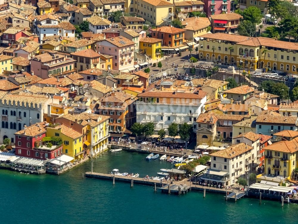 Malcesine from above - Port facilities of Malcesine at the garda sea in Veneto, Italy