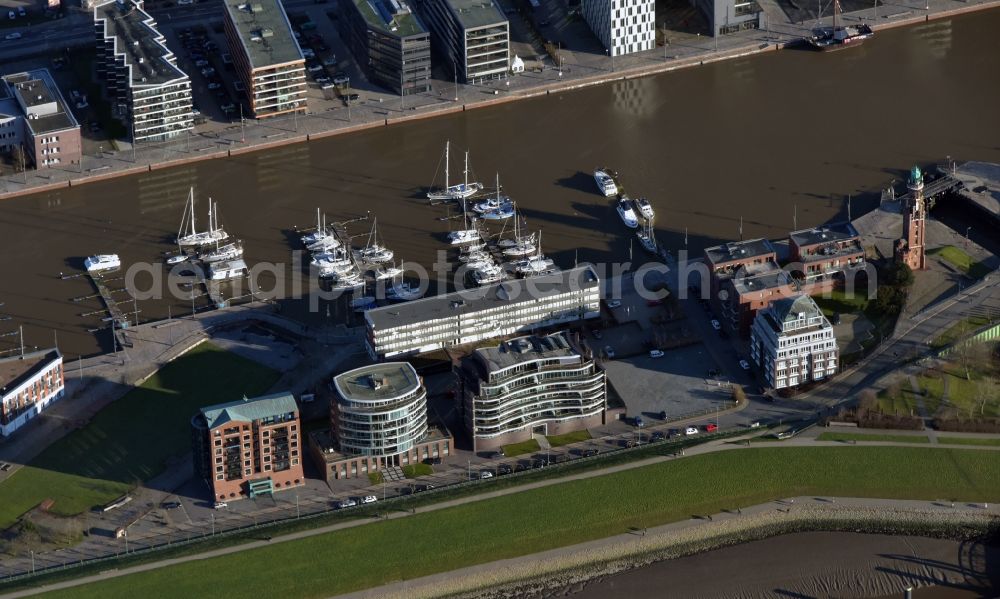 Aerial image Bremerhaven - Port facilities of Lloyd Marina Bremerhaven in the state of Bremen, Germany