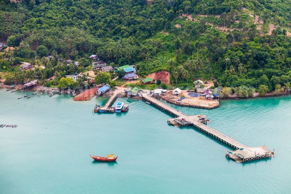 Tambon Phru Nai from above - Port facilities on the seashore of the Andaman sea in Tambon Phru Nai in Chang Wat Phang-nga, Thailand