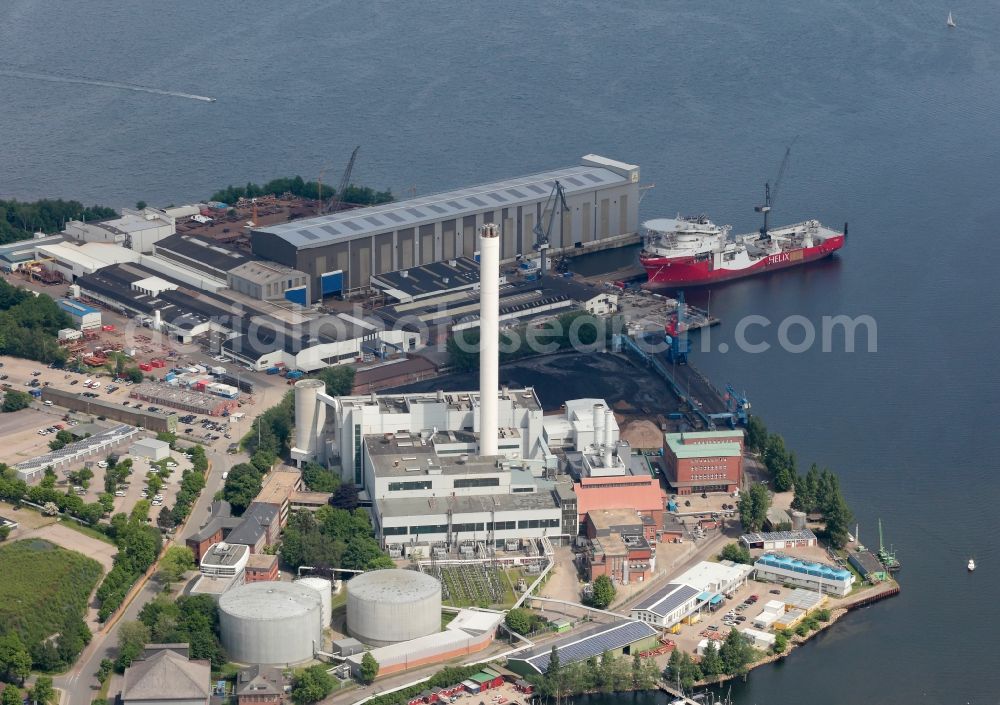 Aerial photograph Flensburg - Port facilities on the seashore in Flensburg in the state Schleswig-Holstein