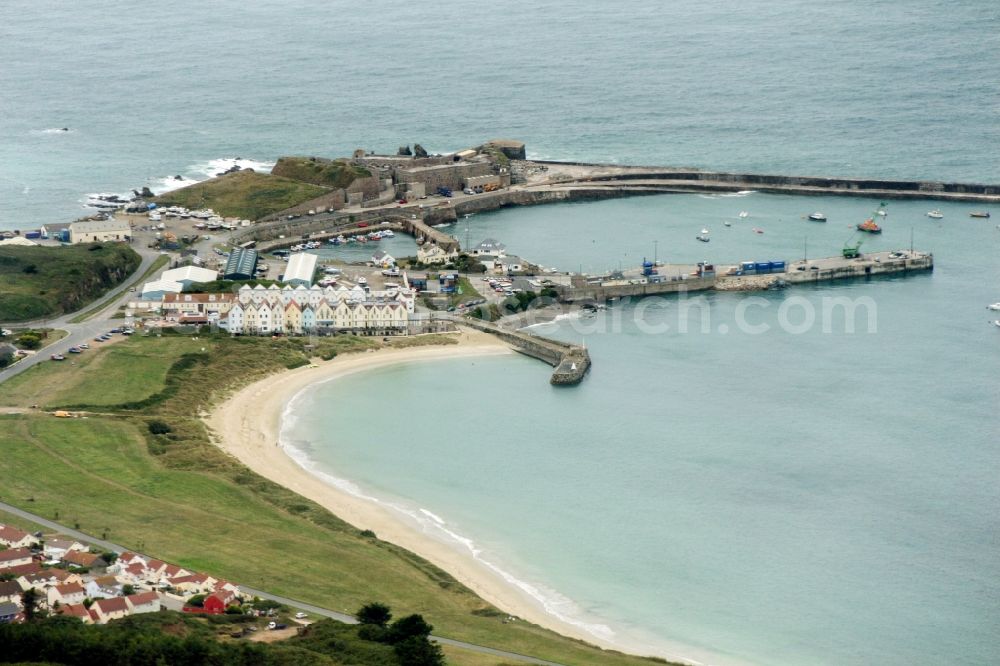 Aerial photograph Aldernay - Port facilities on the seashore of Aldernay in Aurigny, Guernsey