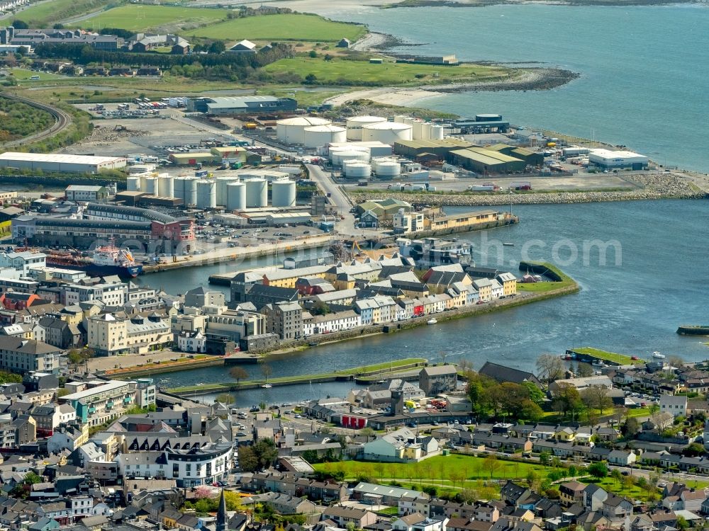 Galway from above - Port facilities on the seashore of the North Atlantic Ocean in Galway in Galway, Ireland