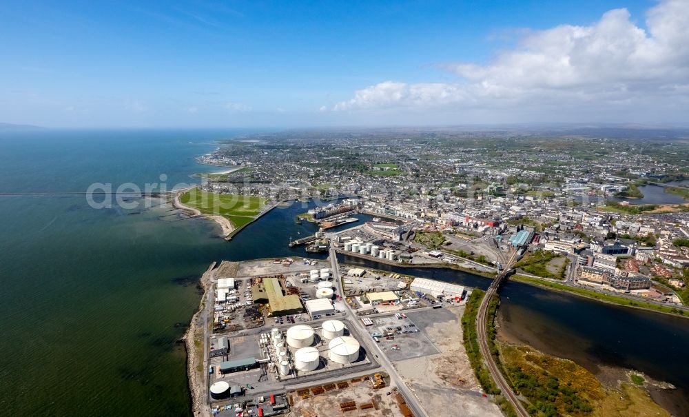 Galway from above - Port facilities on the seashore of the North Atlantic Ocean in Galway in Galway, Ireland