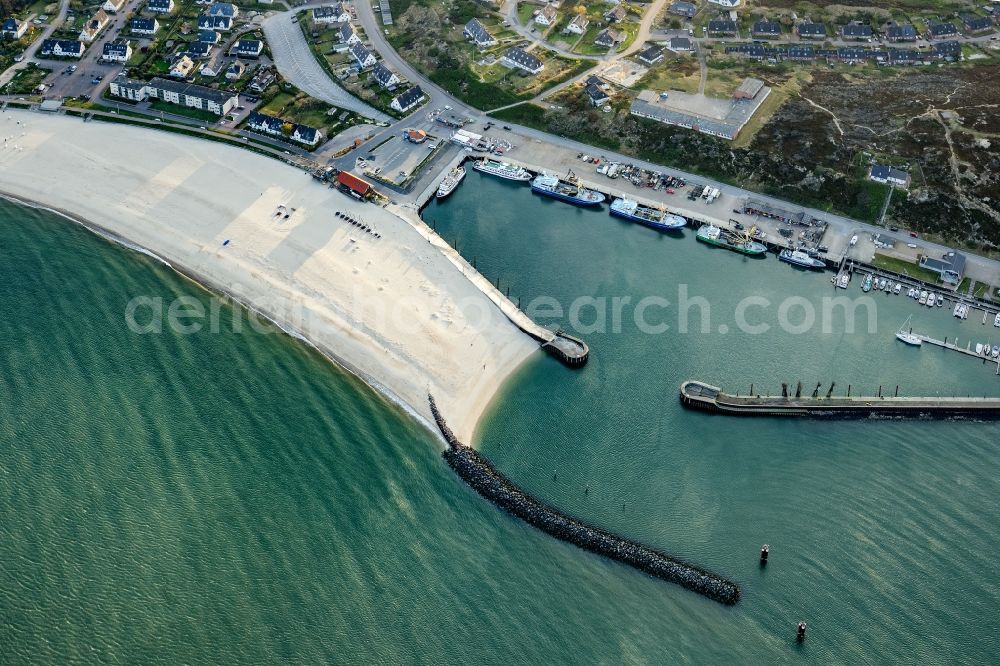 Hörnum (Sylt) from above - Port facilities on the marine coast of the North Sea island of Sylt in the district Hoernum in the state Schleswig-Holstein, Germany