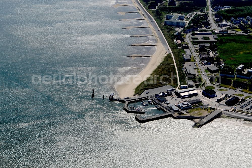 List from the bird's eye view: Port facilities on the seashore of the North Sea in List in the state Schleswig-Holstein