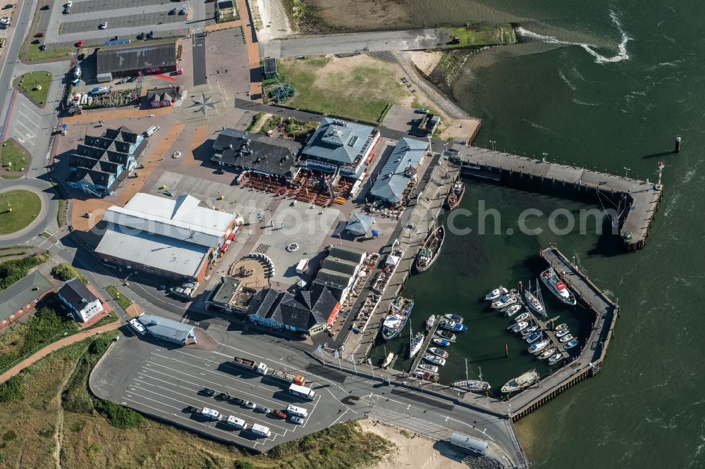 List from the bird's eye view: Port facilities on the seashore of the North Sea in List in the state Schleswig-Holstein