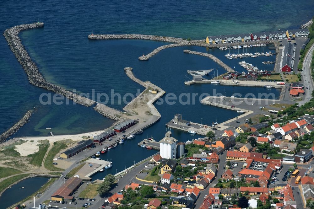 Aerial image Hasle - Port facilities on the seashore of the Baltic Sea in Hasle in Hovedstaden, Denmark