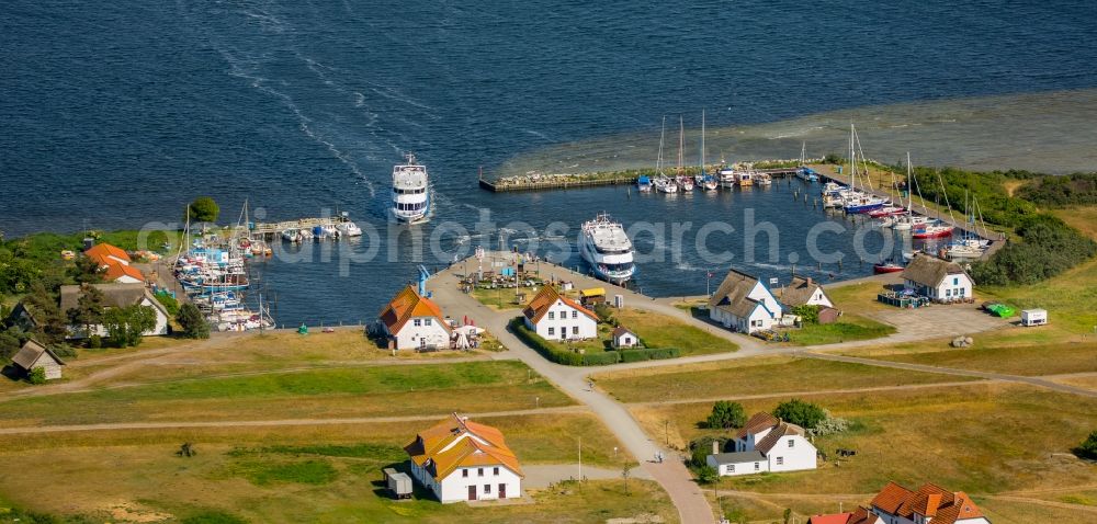 Aerial image Insel Hiddensee - Port facilities on the seashore of the Baltic Sea in the district Neuendorf in Insel Hiddensee in the state Mecklenburg - Western Pomerania