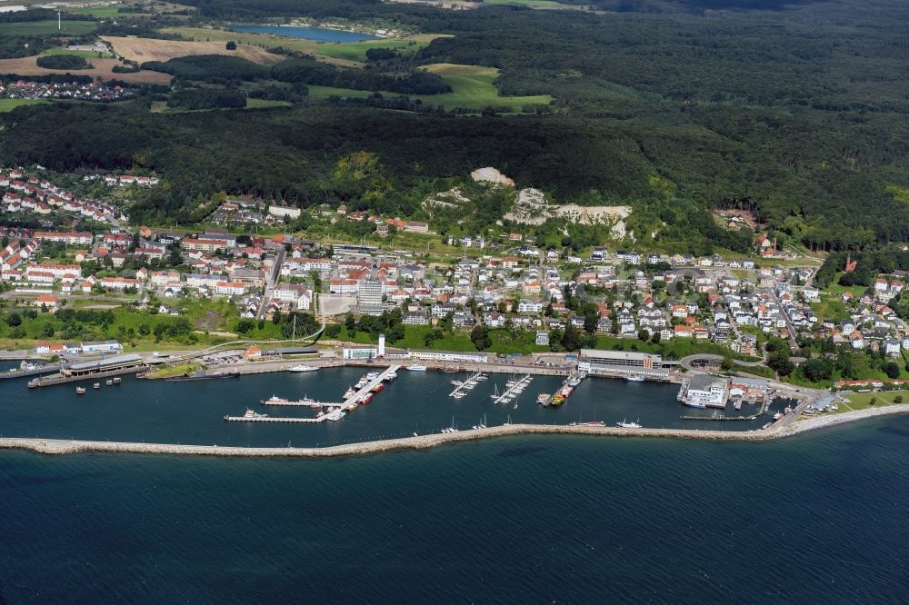 Aerial image Sassnitz - Port facilities on the seashore of the Baltic Sea in Sassnitz in the state Mecklenburg - Western Pomerania